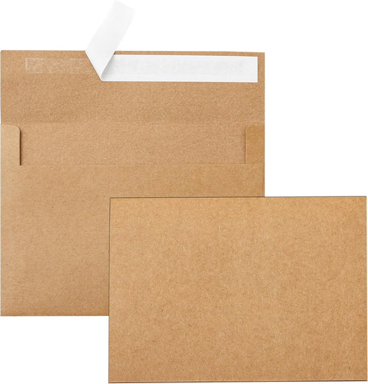 Brown Blank Thank You Cards and Envelopes 4.25 x 5.5 Heavyweight Flat Cardstock and A2 Envelopes Printable Self Seal 20 Packs for Wedding Invitations, Party, Graduations