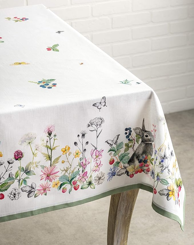 Maison d' Hermine Table Cloth Rectangle Table 100% Cotton 60 x 120 Inches Tablecloth Reusable Decorative for Dining Room Farmhouse Home Valentines Day Decorations Spring Summer - Printemps