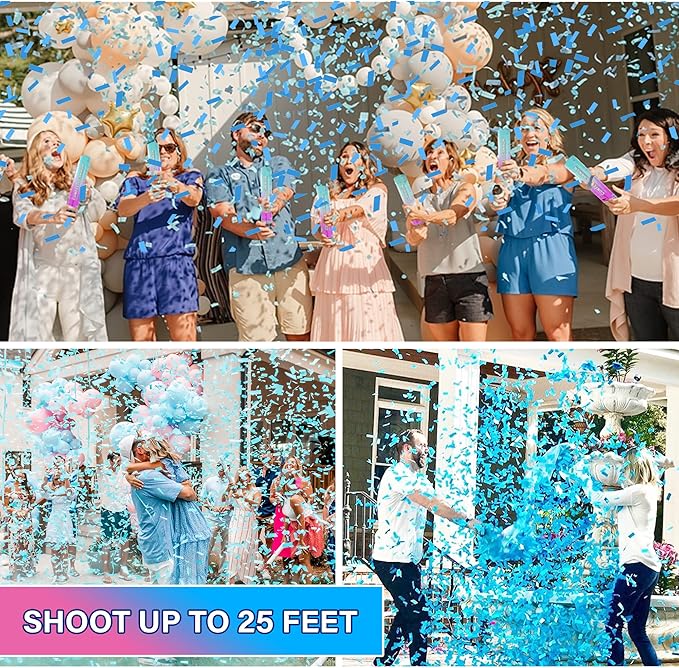 5pc Boy Gender Reveal Confetti Cannon Blue – Biodegradable Blue Confetti Poppers Gender Reveal Party Confetti Cannon & Baby Celebration Poppers