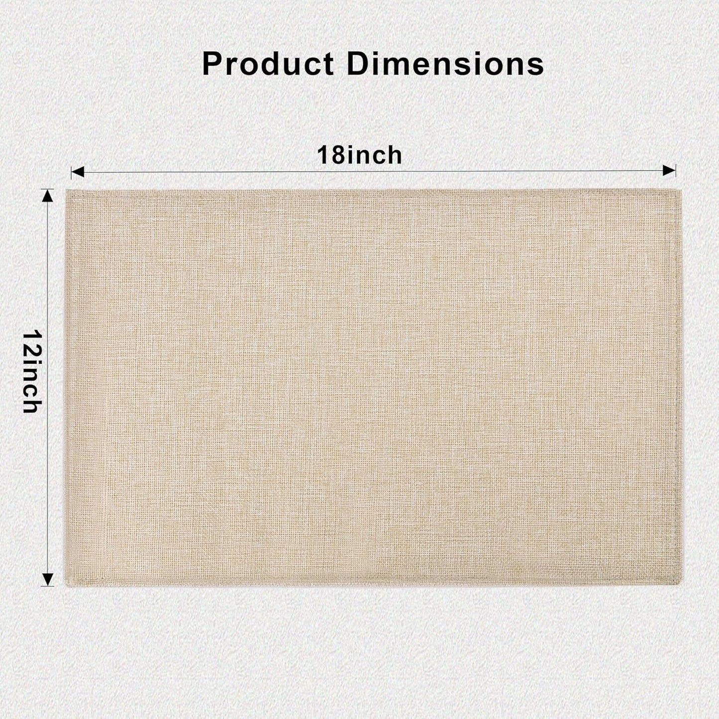 SLKQG Linen-Look Placemats Set of 6, Heat Resistant & Machine Washable Double-Layered Cloth Placemats for Dining Table, Indoor/Outdoor Use, Wrinkle-Free and Non-Slip Kitchen Table Mats (6, Beige)
