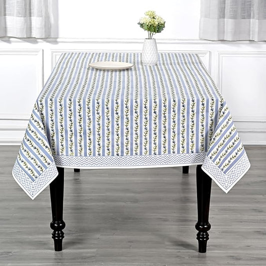 Ridhi Hand Block Print Dolphin Gray Square Cotton Tablecloth 60" x 60" Reusable Table Cover Decorative Everyday Use for Dining, Farmhouse, Home Gift for Spring, Easter, Valentine