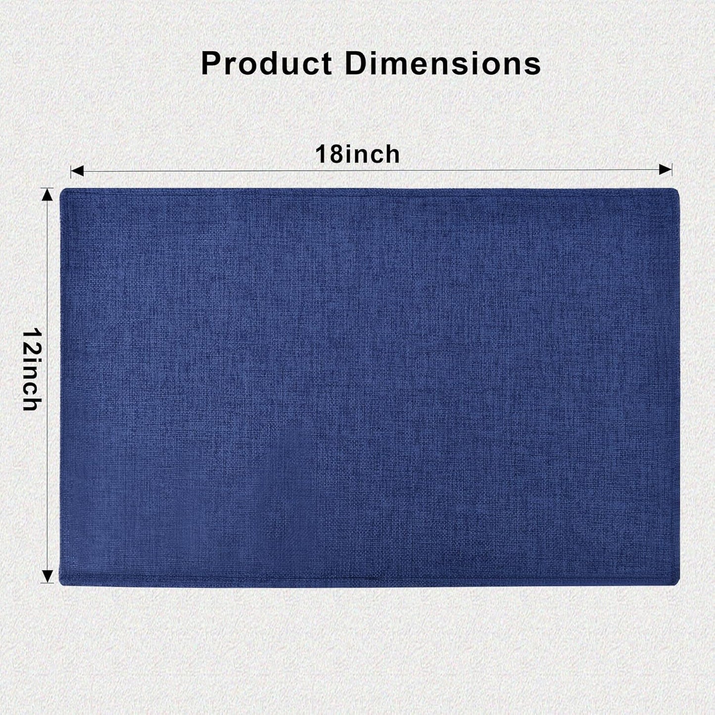 SLKQG Blue Linen-Look Placemats Set of 8, Heat Resistant & Machine Washable Double-Layered Cloth Placemats for Dining Table, Indoor/Outdoor Use, Non-Slip Kitchen Table Mats (8, Navy Blue)