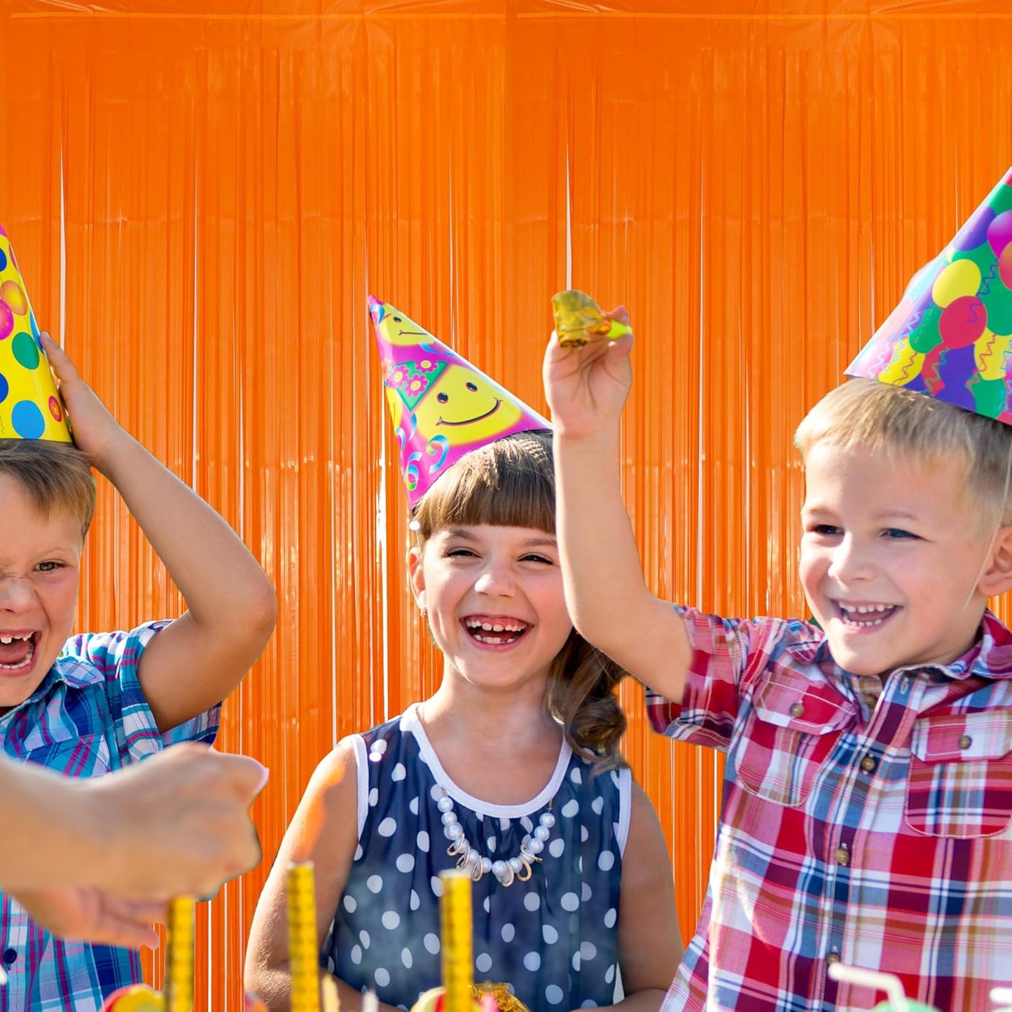 2 Pack Orange Fringe Backdrop Curtains, Orange Streamers Party Backdrop, Party Decorations for Birthday, Holidays, Parties & More