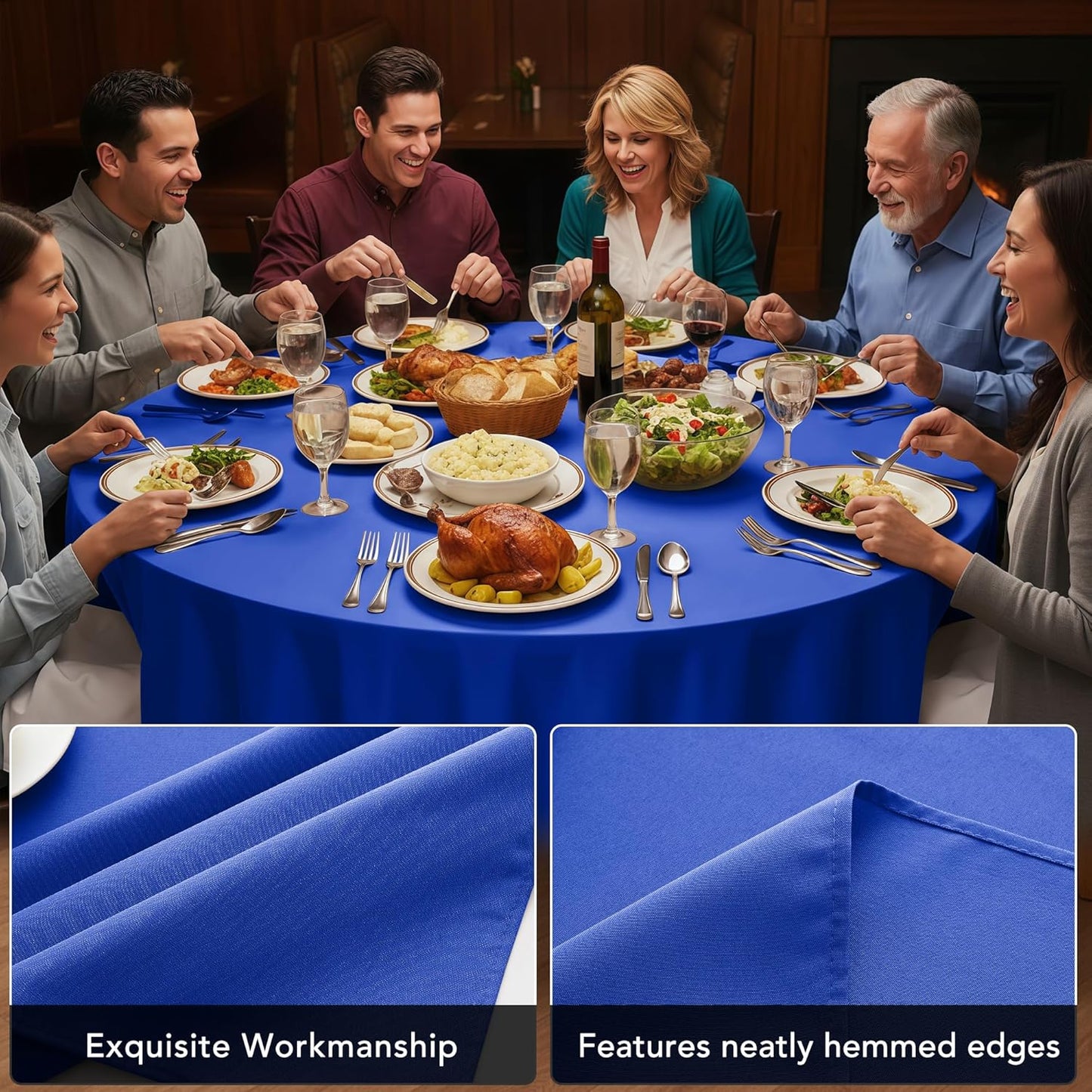 10-Pack Royal Blue Round Tablecloths, 90 Inches, Stain-Resistant Polyester for 4-5 Ft Round Tables - Washable Table Covers for Weddings, Banquets, Birthday Parties, Events