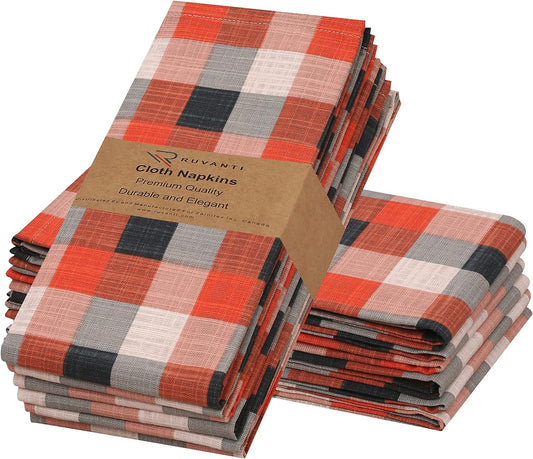 RUVANTI Cloth Napkins Set of 12 Cotton 100%, 18x18 Inches Napkins Cloth Washable, Soft, Absorbent. Cotton Napkins for Parties, Christmas, Thanksgiving, Weddings, Dinner Napkins Cloth - Play Box