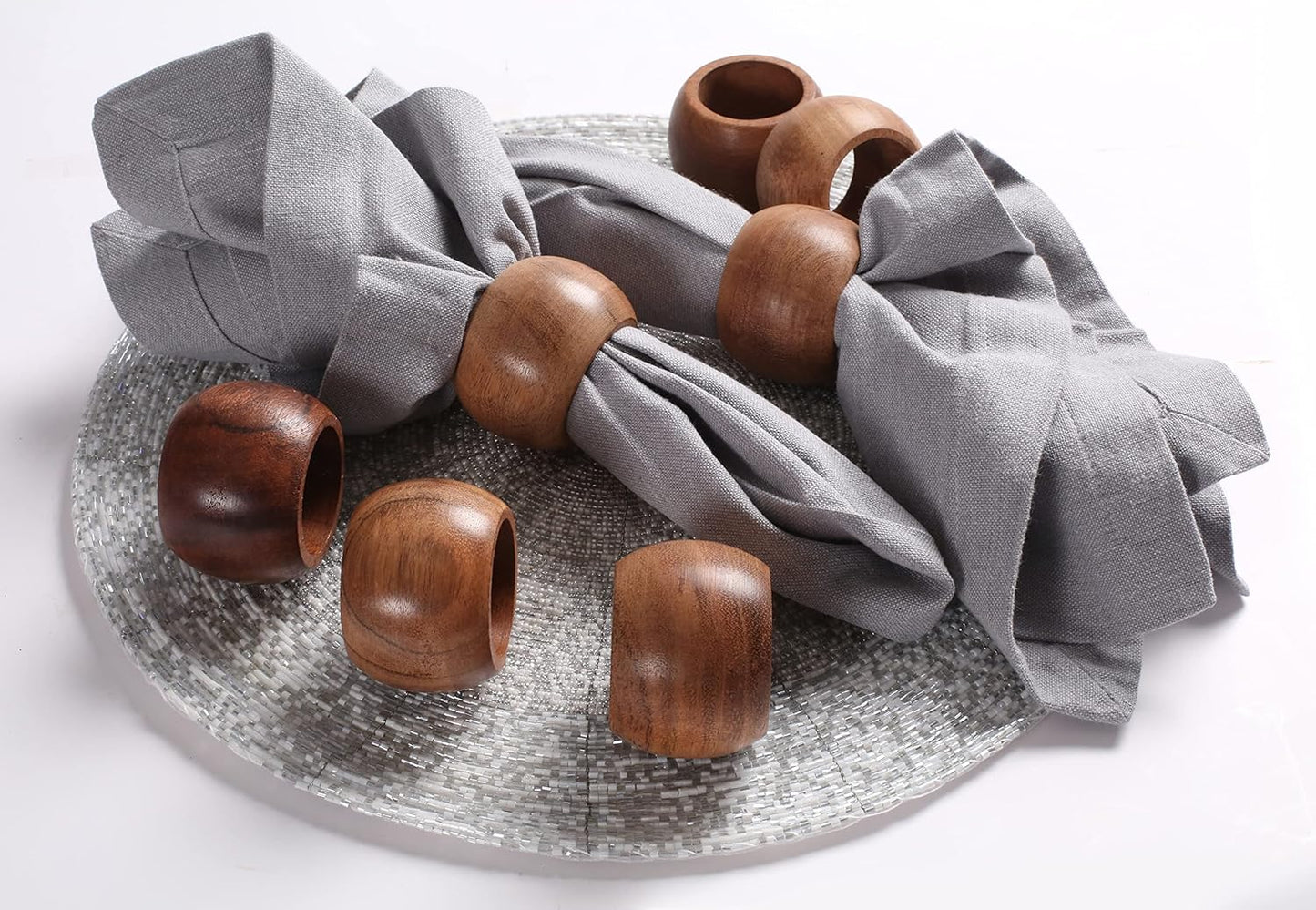 Goroly Home Natural Acacia Wood Decorative Napkin Rings Set of 12, Serviette Napkin Rings Bulk for Party Decoration, Table Top Décor for Dinning Table, Everyday, Christmas, Easter Family Gatherings