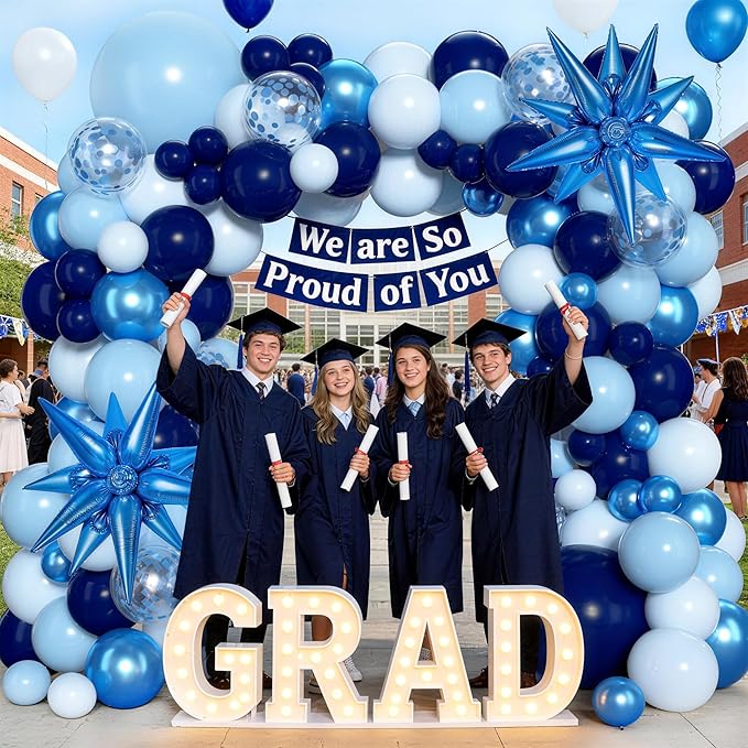 KARLURE Blue Balloons Arch Kit, Different Shades Light Navy Blue Balloons for 2026 Graduation Decorations Grad Class Baby Shower Boy Men Birthday Party Bridal Shower Wedding Anniversary Decorations