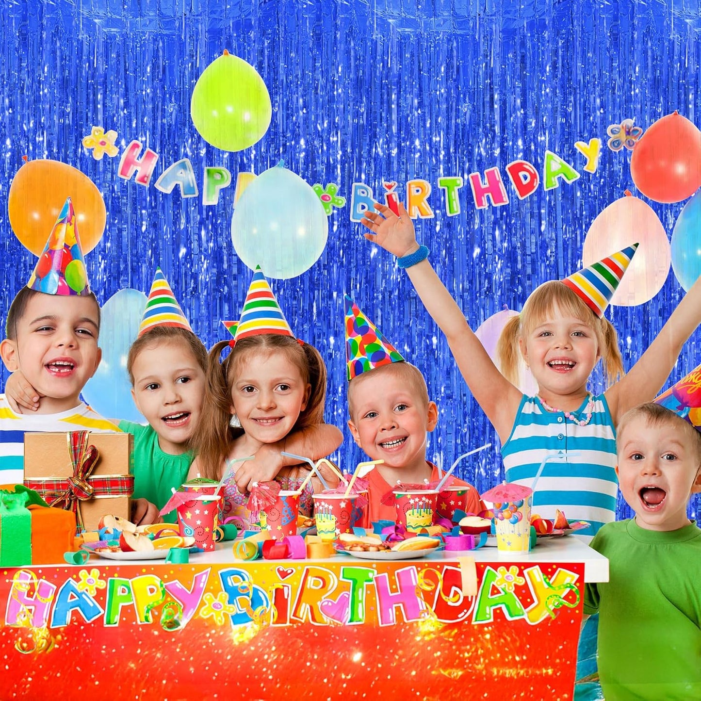 Streamer Party Decorations - 3.28 ft x 6.56 ft Metallic Foil Fringe Curtains Party Streamer Photo Backdrop for Birthday, Wedding, Baby Shower & Holiday Decor