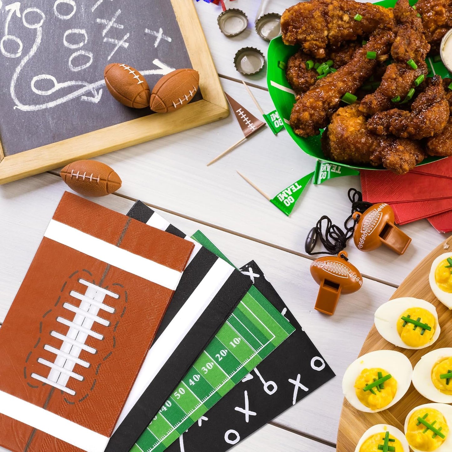 120 Count Football Party Napkins, 3-Ply Paper, Black, White, 4.33 x 7.87 Inch, Football Party Decorations