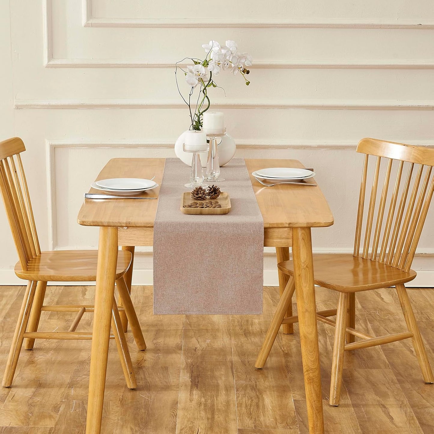 Brown Table Runner 13 x 72 Inches Long, Cotton Linen Farmhouse Style Table Linen for Kitchen Dining Coffee Table Parties Wedding Home Decor (13" x 72", Brown)