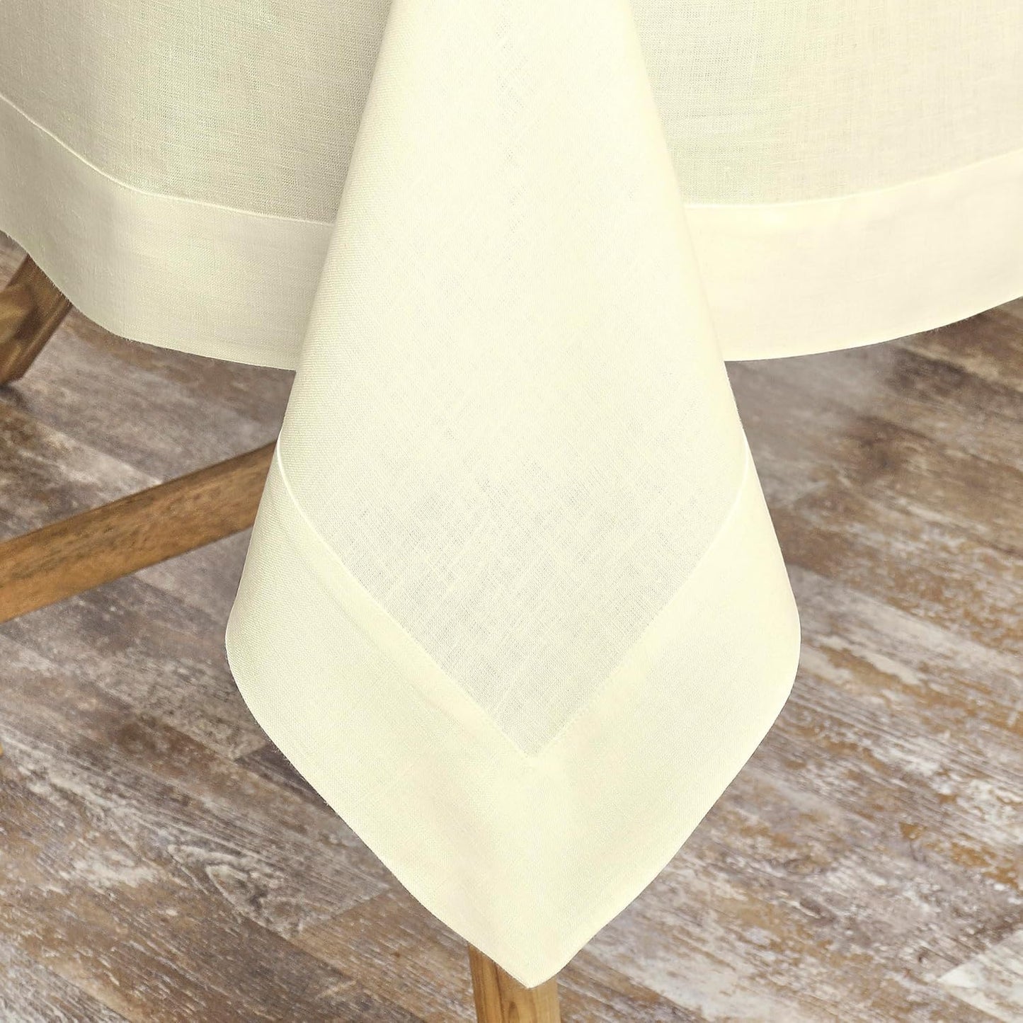 D'Moksha Homes Linen Cream Tablecloth 60 x 132 Inch - 100% Pure Linen Rectangular Tablecloth - Machine Washable Table Cloth for Fall, Autumn and Halloween
