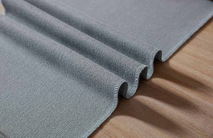 ZeeMart Dusty Blue Table Runners 108 Inches Long, Burlap Linen Style Rustic Farmhouse Table Runner, Long Boho Dining Table Runner, 13x108 Inches, Light Dusty Blue