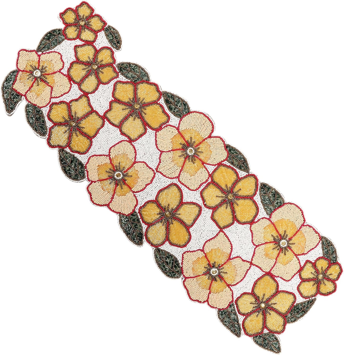 Beaded Table Runners 36 Inches, Hand Beaded Decorative Farmhouse Glitz Table Runner for Christmas Wedding Baby Shower Bridal Shower, Seasonal Winter Holiday Kitchen Dining Table - CLEENTABLE