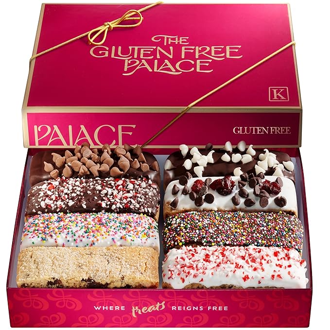 Gluten Free Palace Biscotti Cookies Gift Basket – Gluten Free Holiday Cookies for Thanksgiving, Christmas, and New Year – Assorted Biscotti - Gluten Free Basket for Adults (8 Pieces)