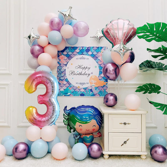 Smlpuame 40 Inch Number Balloons 0-9 Rainbow Gradient Large Number 3 Balloons, Digital Balloons for Birthday Party Celebration Decorations, Helium Foil Number Balloons for Wedding Anniversary