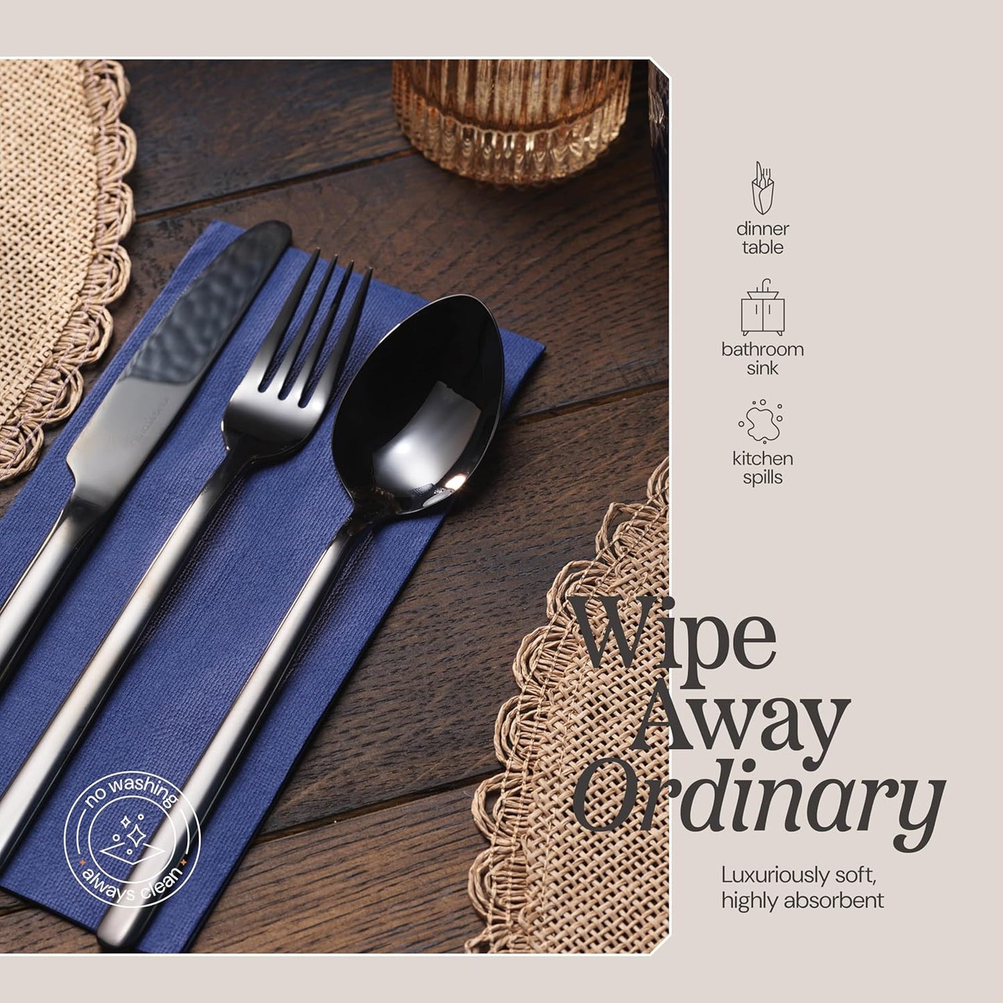 Disposable Dinner Napkins Wood Paper, [300 Pack] 12" x 17" 2-Ply Quilted Colored Paper Napkins For Wedding, Reception, Bathroom, Party Or Event