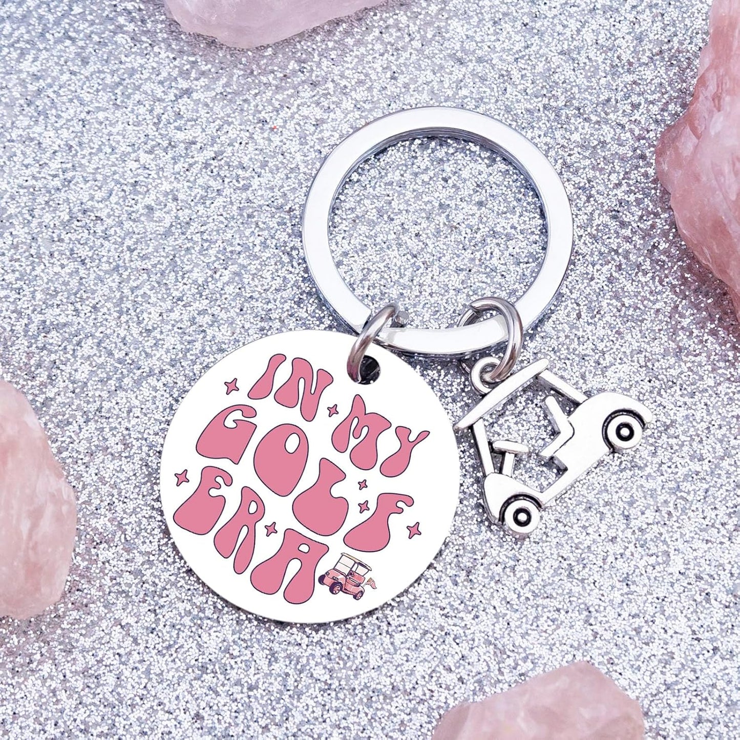 Golf Gifts for Women Golf Cart Keychain Pink Gifts for Golfers Female Golfing Accessories for Ladies Girls Golf Themed Birthday Christmas Stocking Stuffers for Golfers Player Lover Girl