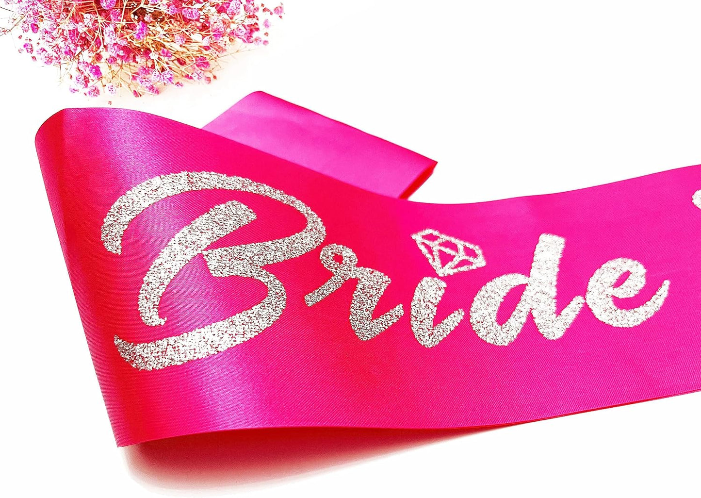Bride and Groom to Be Sash Set, Black and Hot Pink Satin Soft Sashes with Silver Glitter Letter for Bridal Shower Engagement Bachelorette Party Decorations Supplies