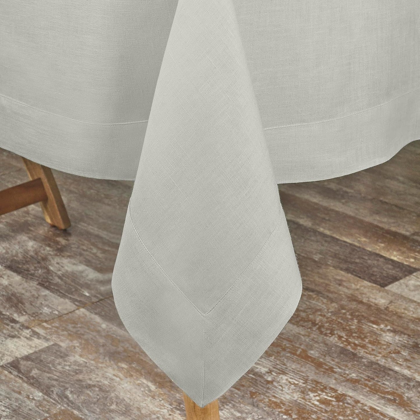 D'Moksha Homes Linen Tablecloth for Rectangle Tables 60 x 144 Inch - 100% Pure Linen Silver Grey Table Cloth - Machine Washable Cloth Tablecloth for Fall, Autumn and Halloween