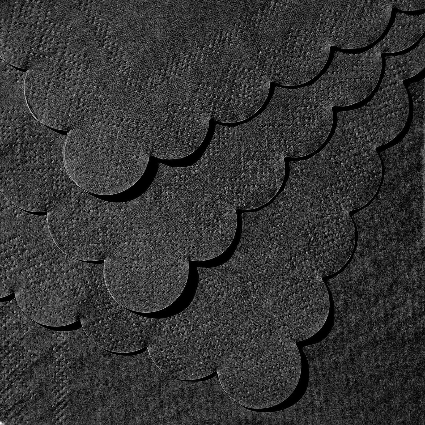 120 Pcs Cocktail Napkins Black Napkins Disposable Scalloped Bar Napkin Beverage Dessert Napkin for Birthday, Coffee, Bar, Kitchen, 5 x 5 Inch