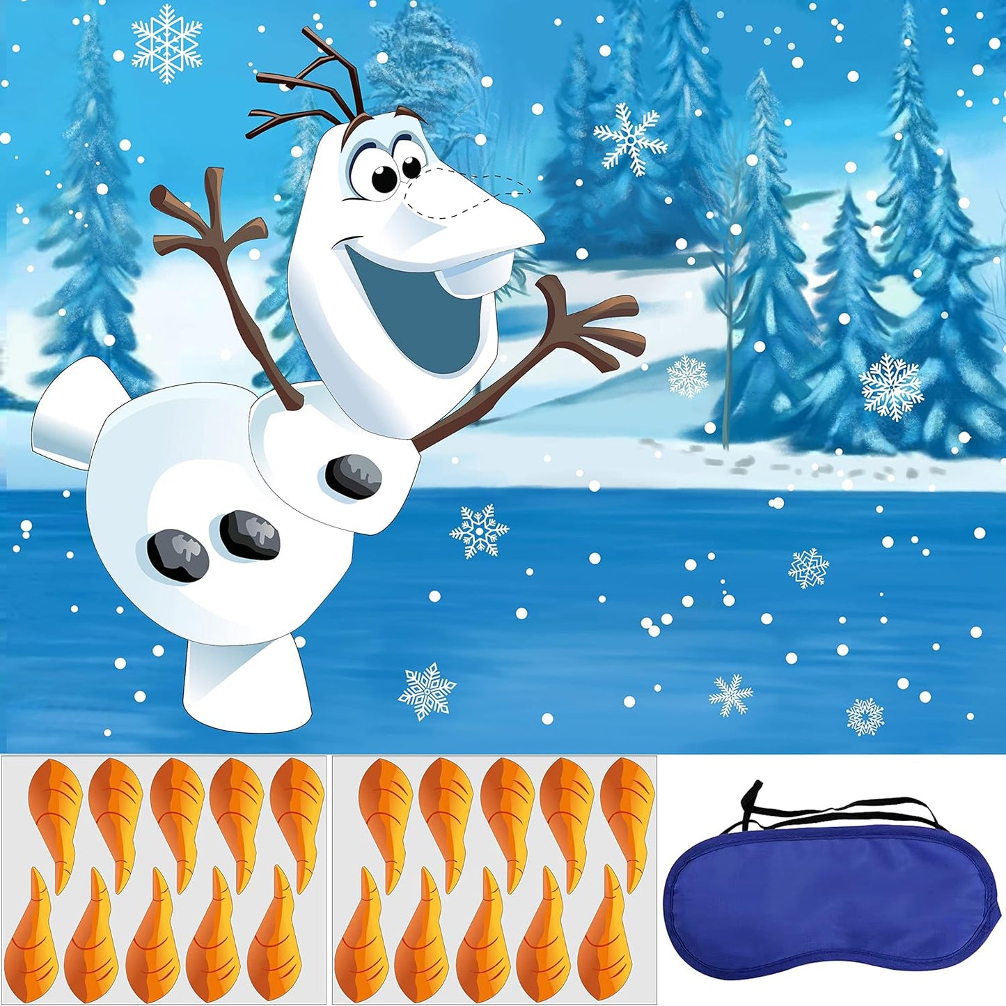 Pin The Nose on The Snowman Game for Kids Christmas Party Game for Kids Snowman Pin Game with 24Pcs Nose Stickers Birthday Party Supplies Activities