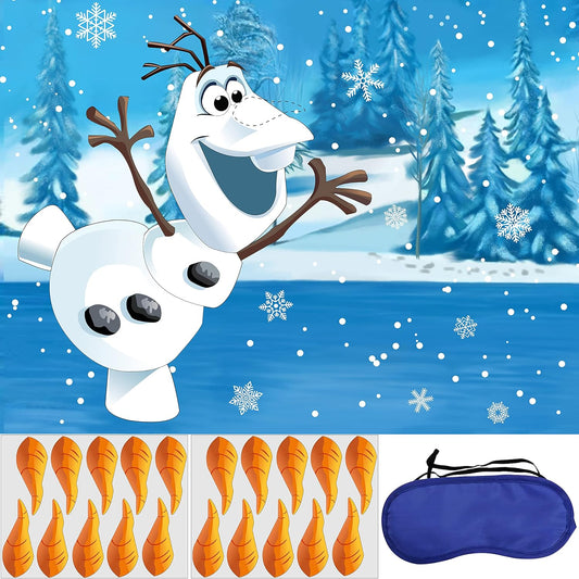 Pin The Nose on The Snowman Game for Kids Christmas Party Game for Kids Snowman Pin Game with 24Pcs Nose Stickers Birthday Party Supplies Activities