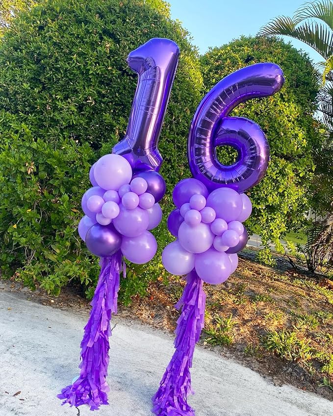 Purple Number 12 Balloon 40 Inch, 12th Birthday Party Decorations for Children, Giant 12 Foil Balloon for Party Supplies