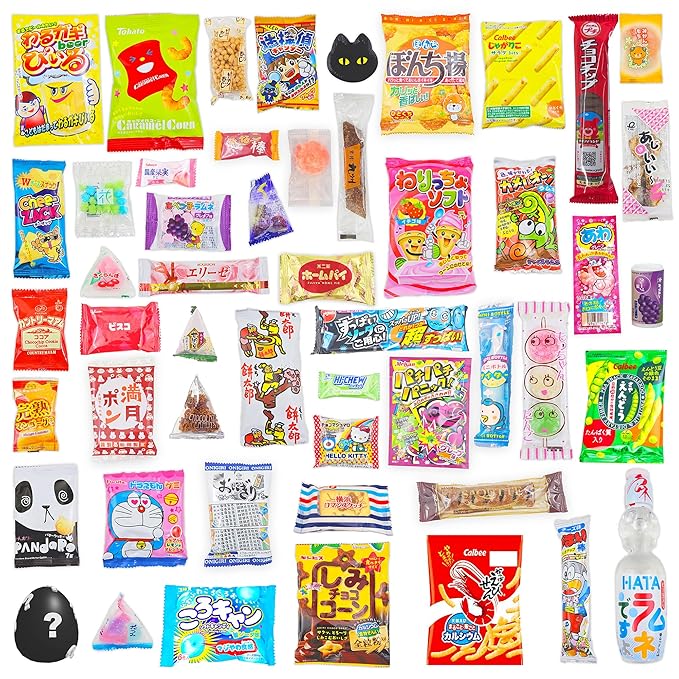 Sakura Box Japanese Candy & Snacks Dagashi Set & Pamphlet 50 Pieces Japanese Food Gift Box