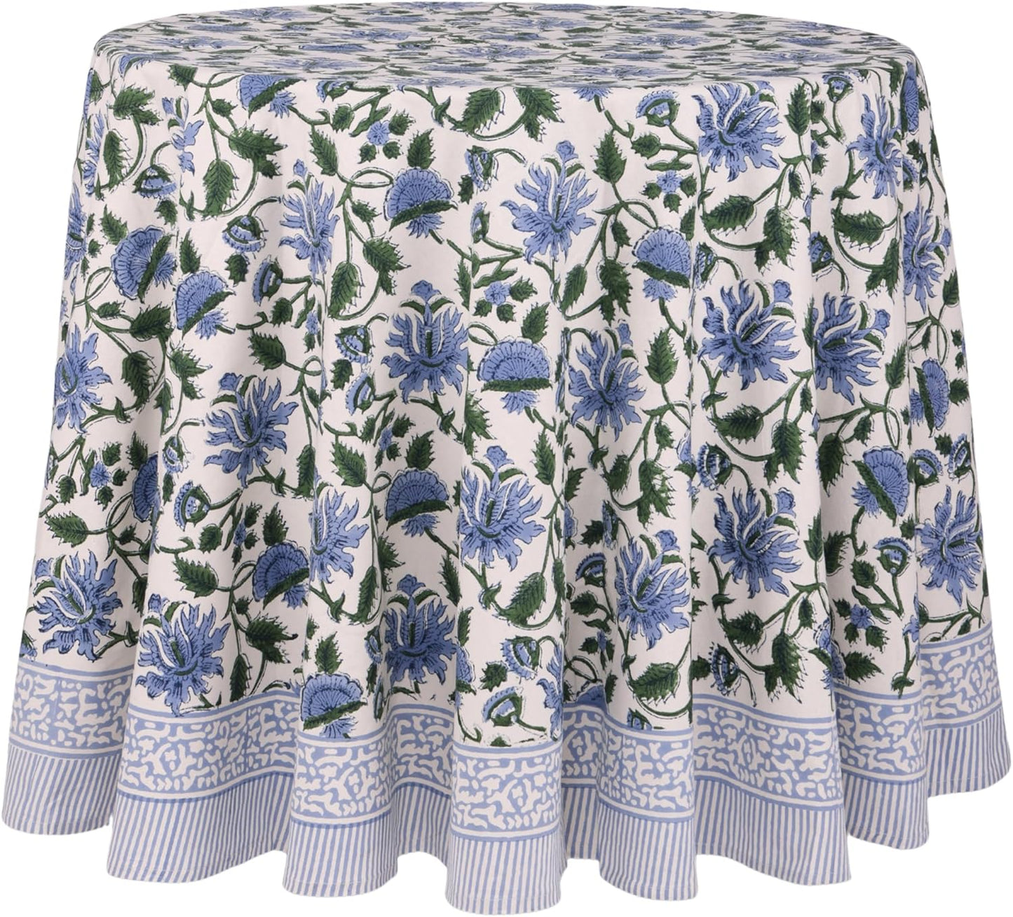 ATOSII Taj 100% Cotton Round Tablecloth, Handblock Print Floral Table Cloth for Kitchen Dining Linen I Parties, Weddings, Outdoors I 72" Inches Round