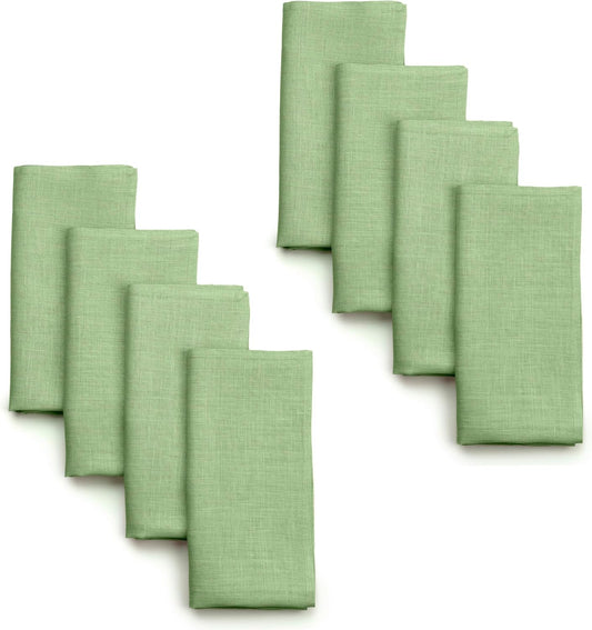 D'Moksha Homes Sage Green Linen Napkins 18 x 18 Inch - 100% Pure Linen Cloth Washable Dinner Napkins Set of 8 for Fall, Thanksgiving, Christmas, Holiday