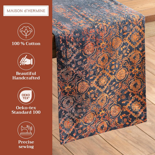Maison d' Hermine Table Runner 100% Cotton Double Layer Table Runners 108 inches Long for Thanksgiving Christmas Decorations Home Kitchen Dining Party Wedding (Imperfection, 14.5" x 108")