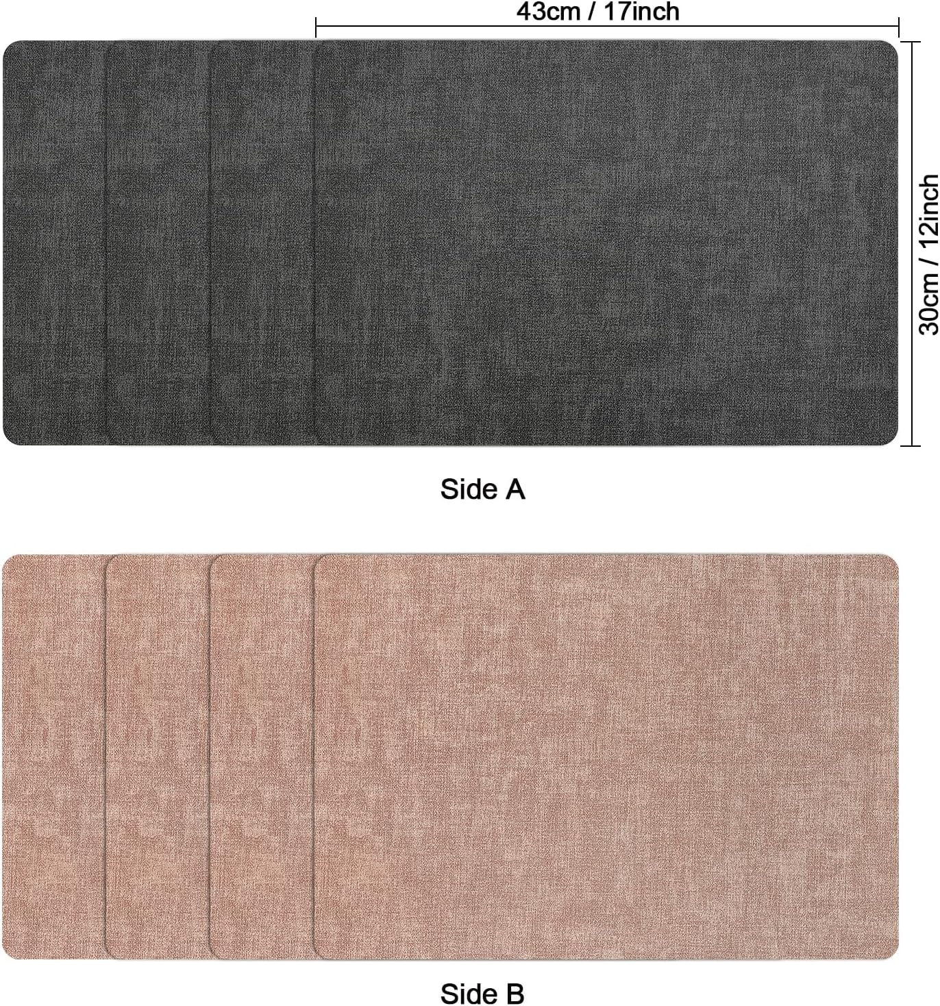 Myir JUN Placemats Set of 4, Dual Sided Faux Leather Indoor/Outdoor Mats - Square, Non-Slip, Washable (Gray Pink)