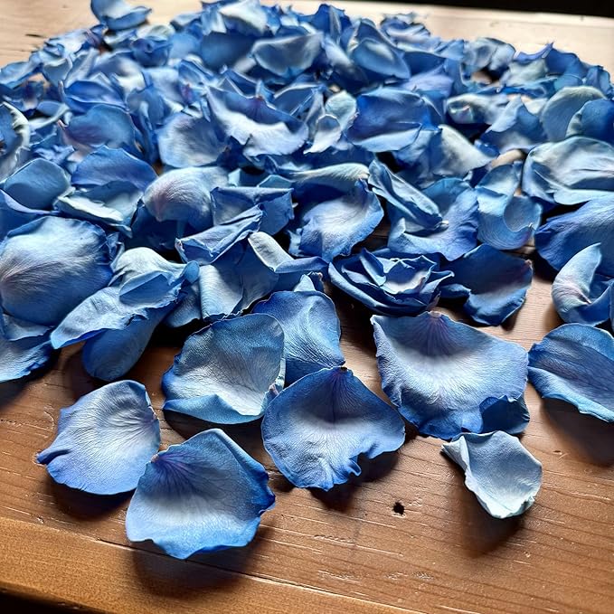 Rose Petals for Wedding Decoration, Bridal Toss, and Aisles, 10 cups, Freeze Dried, Use within 1 month (Blue)