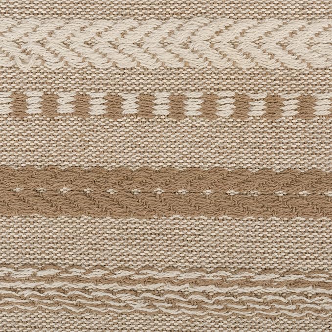 DII Farmhouse Braided Stripe Table Runner Collection, 15x72 (15x77, Fringe Included), Stone (Pack of 12)