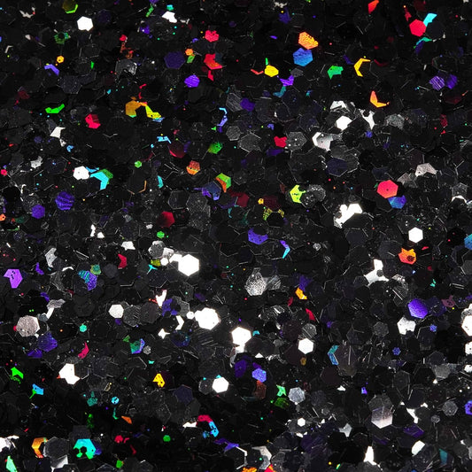 HEMOER Black Glitter, 100g/3.5oz Holographic Chunky Glitter Mixed Hexagon Chunky & Fine Flakes Iridescent Sequins for Epoxy Crafts, Resin, Nail Body, Tumblers, Festival Party