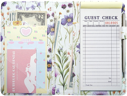 Black Server Books for Waitress Book Waiter Book Server Booklet Restaurant Waitstaff Organizer, Serving Book Guest Check Book Holder Money Pocket Fits Server Apron