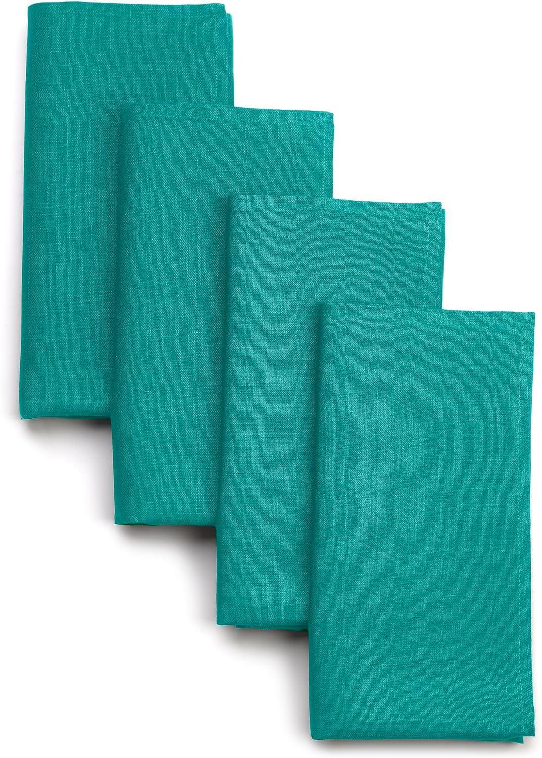 D'Moksha Homes Teal Blue Linen Napkins 18 x 18 Inch - 100% Pure Linen Cloth Washable Dinner Napkins Set of 4 for Fall, Thanksgiving, Holiday