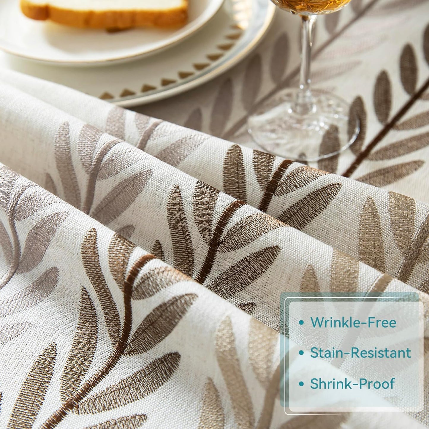 Oubonun Cotton Linen Square Tablecloth - Wrinkle Resistant & Waterproof - Machine Washable Table Cloth with Tassels for Kitchen & Dining, 55''x55'', 4 Seats