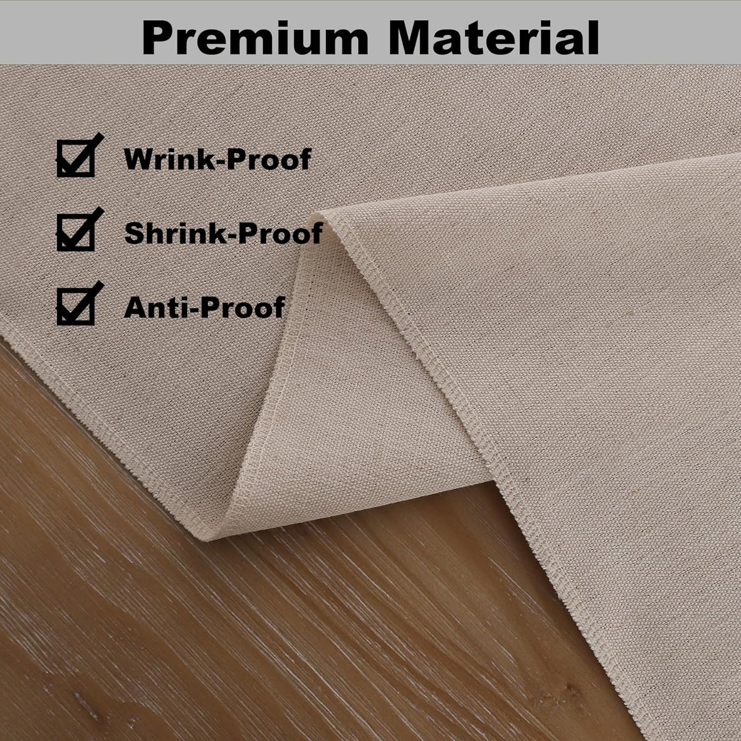 Gernaice Solid Color Table Runner, Rustic Cotton Linen Farmhouse Table Runners for Holiday Wedding Dining Living Room Bedroom Home Decor, 72" L X 13" W Beige