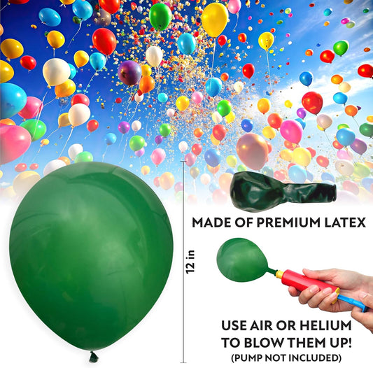 Dark Green Balloons 100 Pack, 12 Inch Dark Green Latex Balloons For Birthdays, Weddings, Baby Showers, Holidays