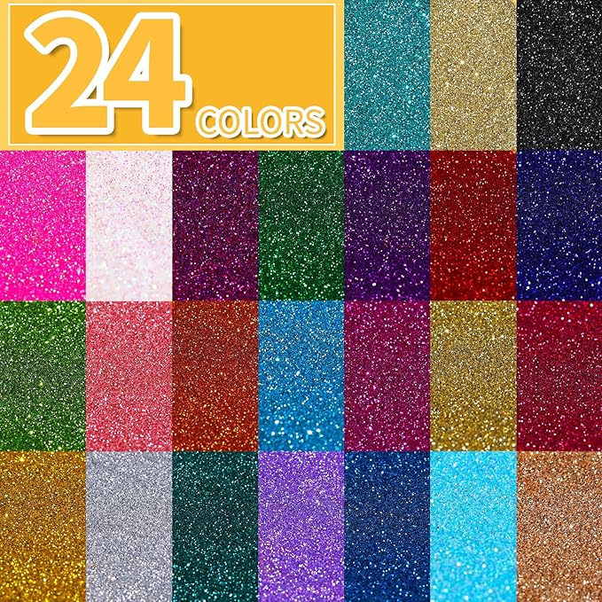 LEOBRO Fine Glitter, 24 Colors Glitter for Crafts, Resin, Nail Body, DIY Party Decorations