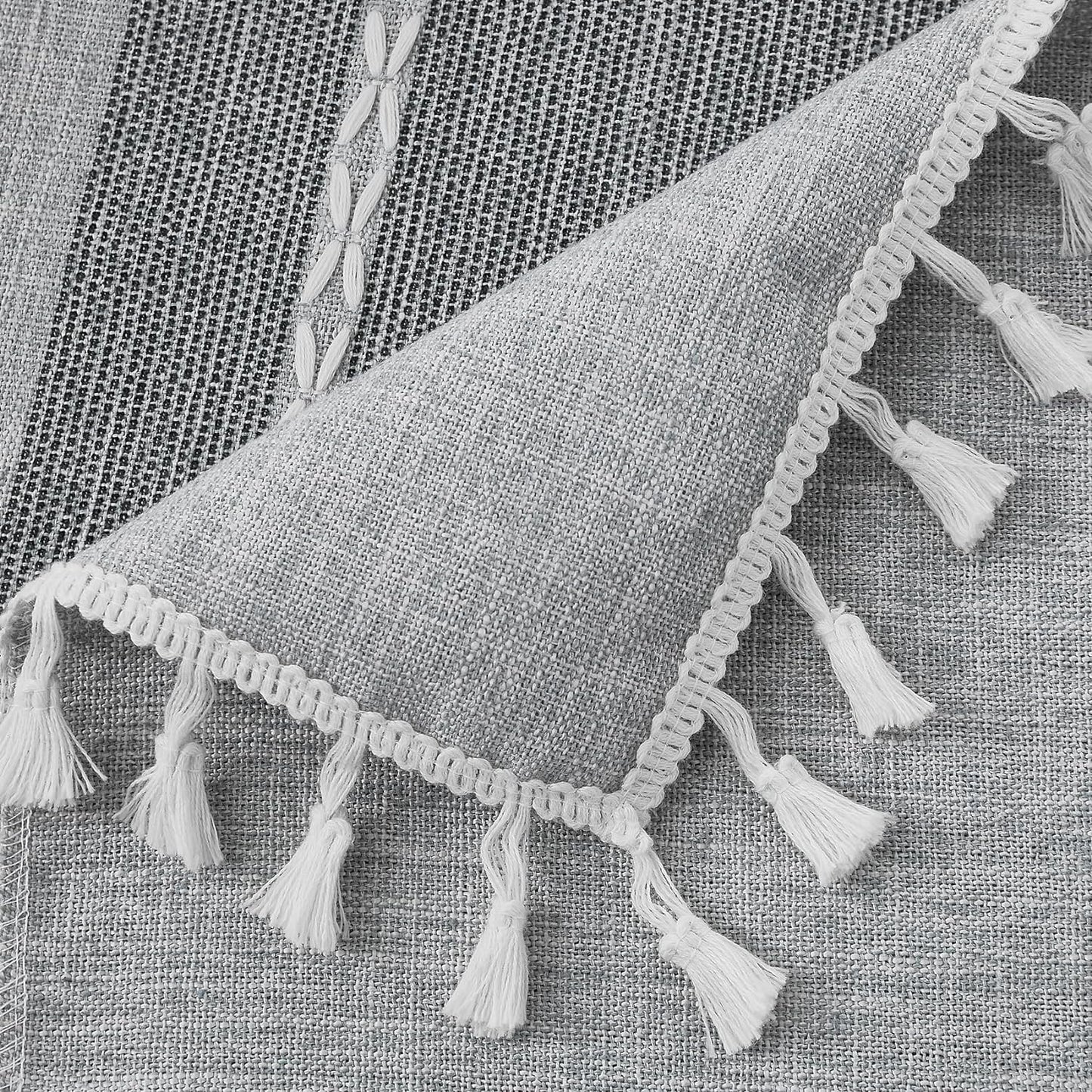 Oubonun Cotton Linen Square Tablecloth - Wrinkle Resistant & Waterproof - Machine Washable Table Cloth with Tassels for Kitchen & Dining, 55''x55'', 4 Seats