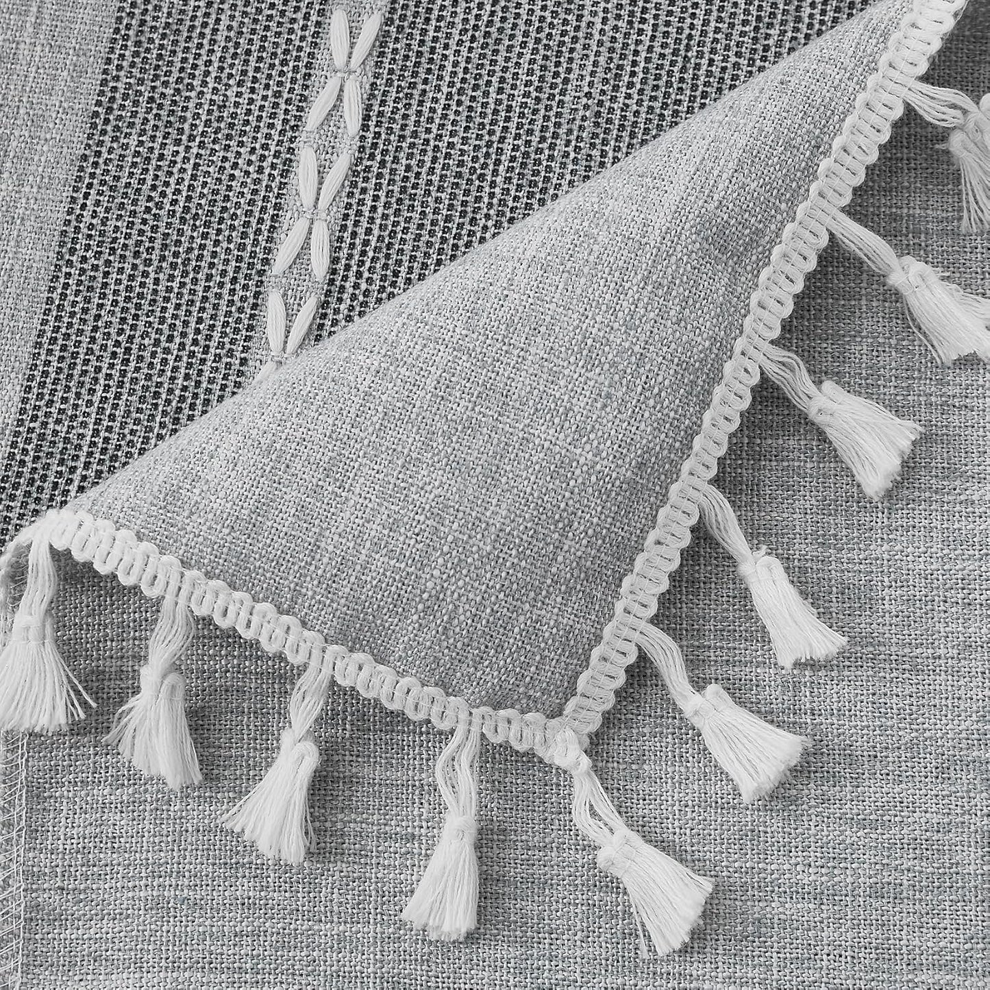Oubonun Cotton Linen Rectangular Tablecloth - Wrinkle Resistant & Waterproof - Machine Washable Table Cloth with Tassels for Kitchen & Dining, 55''x70'', 4-6 Seats