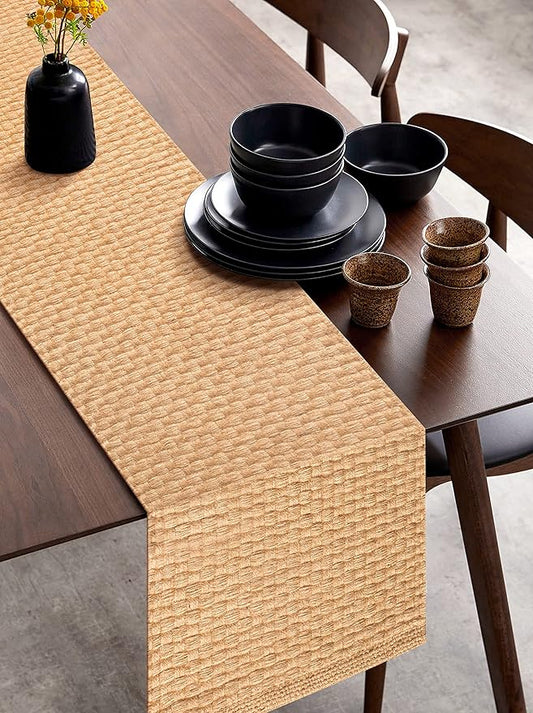 Lightnpro Reversible Jute Woven Table Runner - Farmhouse Burlap, Eco-Friendly Rustic Vintage Dining Decor, Natural Jute Table Décor for Christmas Holiday New Year Table - 13x72 Inch, Natural Color