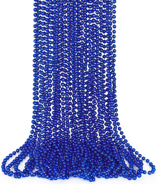 15PCS Blue Bead Necklace, 4th of July Beads Necklaces Accessories, 33" Festival Party Parade Throw Beads Necklace Costume, Blue Beaded for Wedding Birthday Gender Reveal Party Supplies Decorations