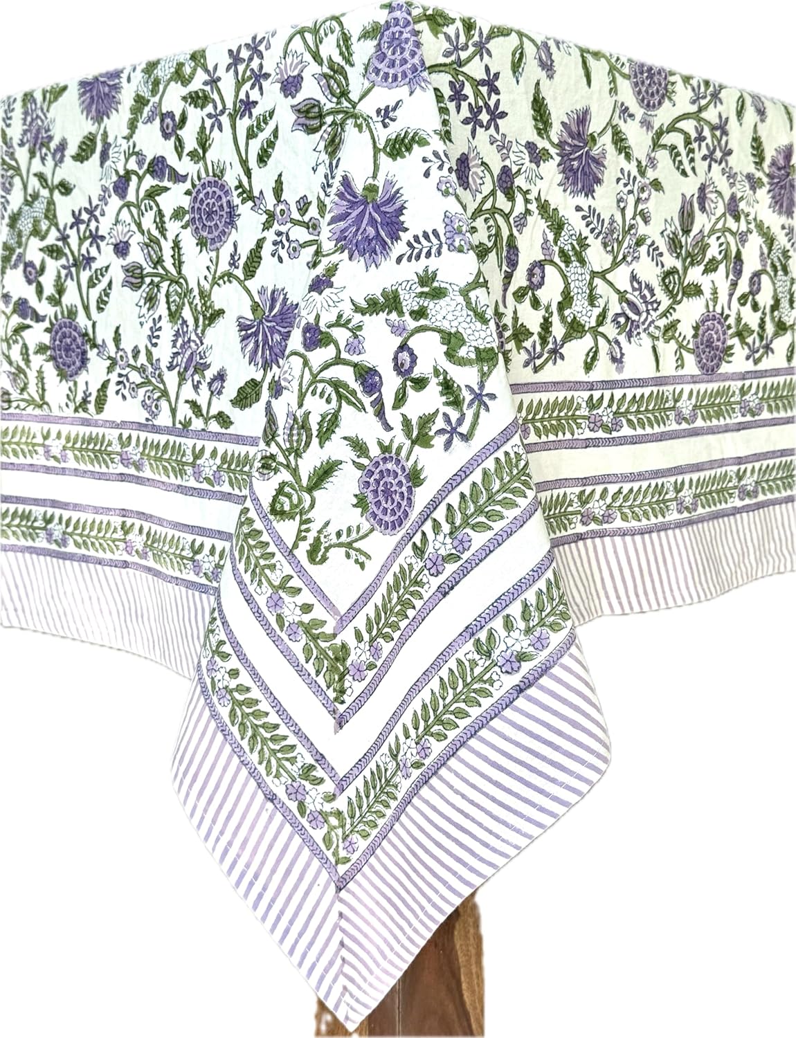 ATOSII Mahoka 100% Cotton Square Fall Tablecloth, Handblock Floral Linen Table Cloth for Kitchen Dining Table I Parties Wedding Christmas Thanksgiving I Fall Home Decor 60 X 60 Inches I 4 Seater