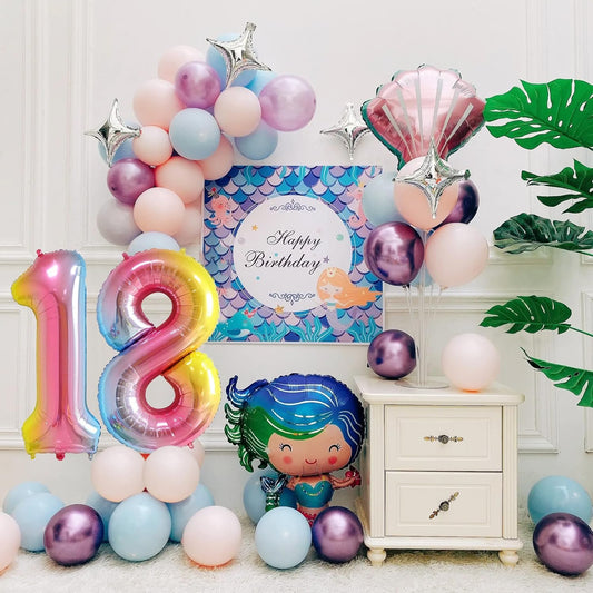 Smlpuame 40 Inch Number Balloons 0-9 Rainbow Gradient Large Number 18 Balloons, Digital Balloons for Birthday Party Celebration Decorations, Helium Foil Number Balloons for Wedding Anniversary