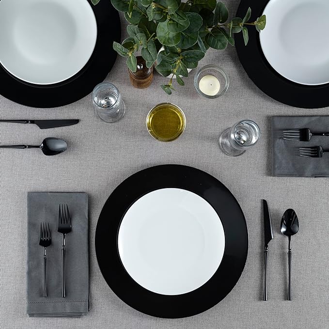 13'' Charger Plates Black Plastic Heavy Duty Disposable Dinner Chargers Serveware Dishes Platters Tableware Pack of 12