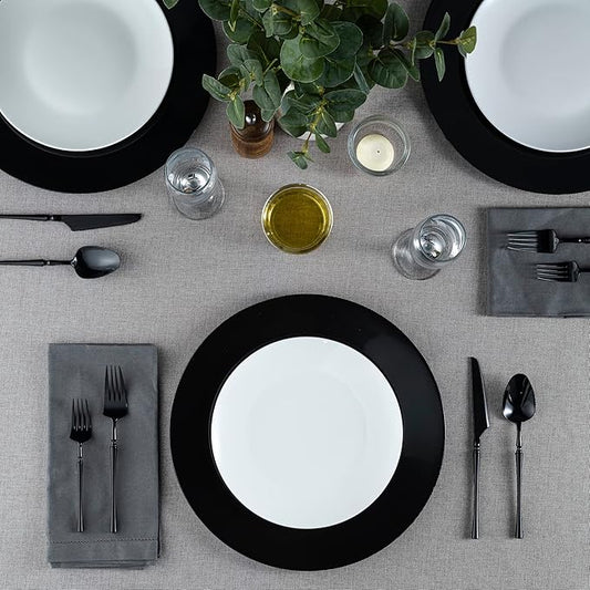 13'' Black Party Chargers Large Plates & Platters Great for Elegant Party's Weddings Tableware Great for Serving dish Black, Pac of 6