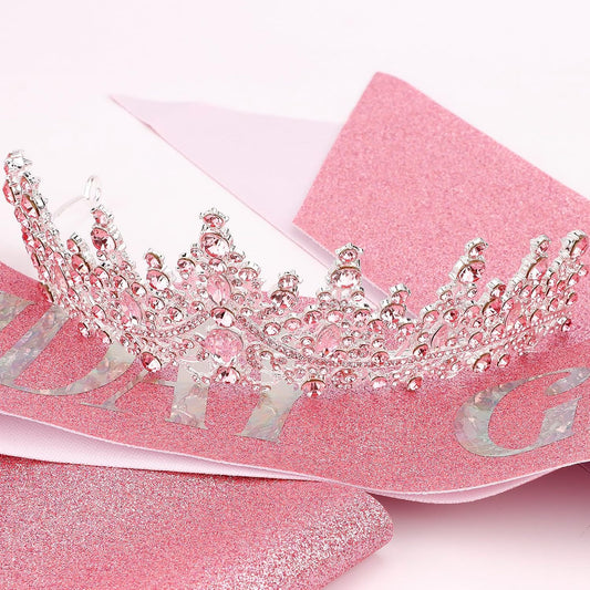 COCIDE Birthday Sash and Crowns Crystal Party Decoration - Happy Birthday Gift Accessory, Supplies